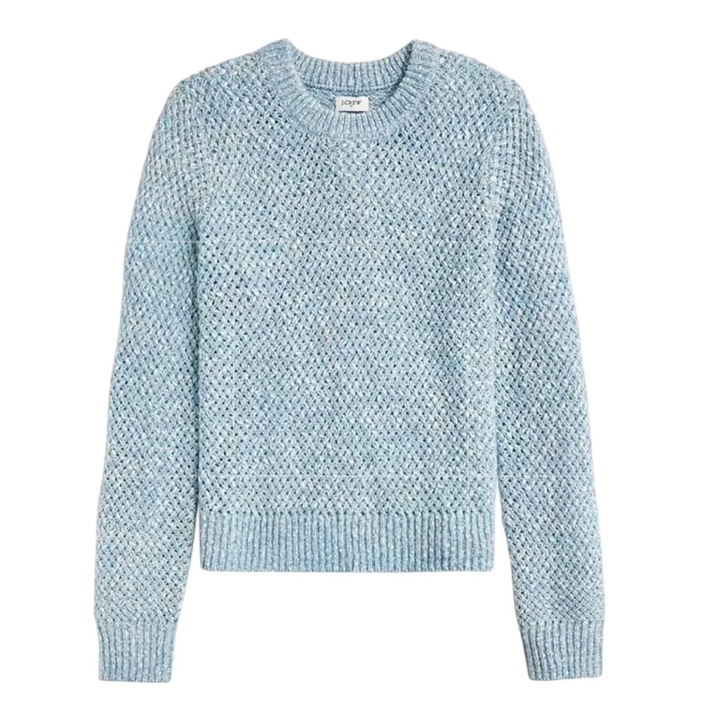 NEW J. CREW Factory Honeycomb-stitch‎ crewneck sweater in light blue Size XS